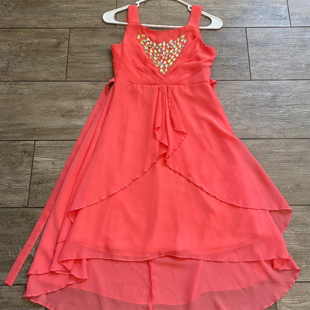 Coral Rhinestone Hi-low Teen Size 16